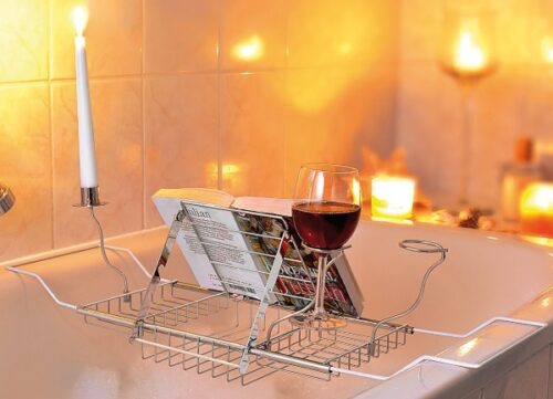 Badewannenauflage mit Buchstütze und Glashalter