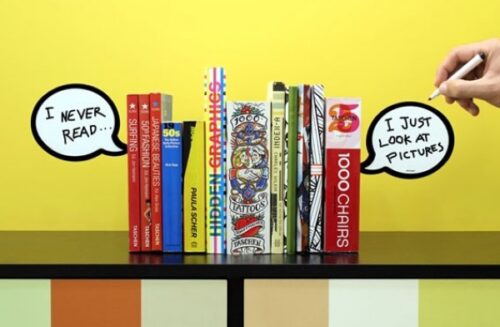 Buchstützen mit Sprechblasen zum Beschriften