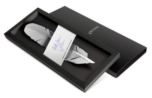 Feder Lesezeichen aus Edelstahl