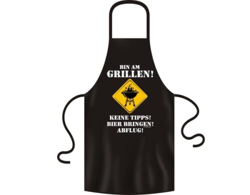 Grillschürze „Bin am Grillen! Keine Tipps! Bier bringen! Abflug“