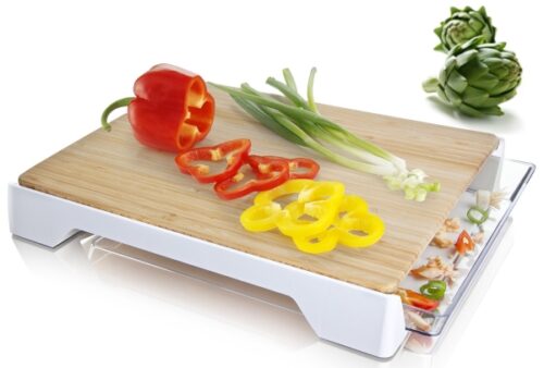 Schneidebrett von Vacu Vin aus Bambus mit Auffangbehälter