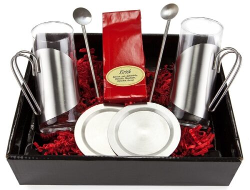 Tee Geschenkset mit 2 Teegläsern, Untersetzern und Löffeln