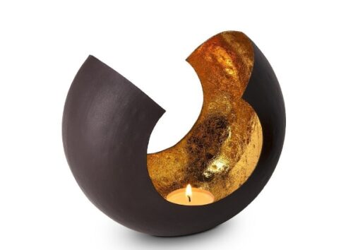 Teelicht Sakrale in Schwarz-Gold