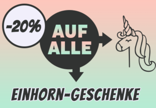 Nur noch heute – 20% Rabatt auf alle Einhorn Geschenke bei Radbag
