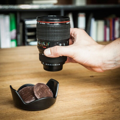 Trinkbecher Kameraobjektiv