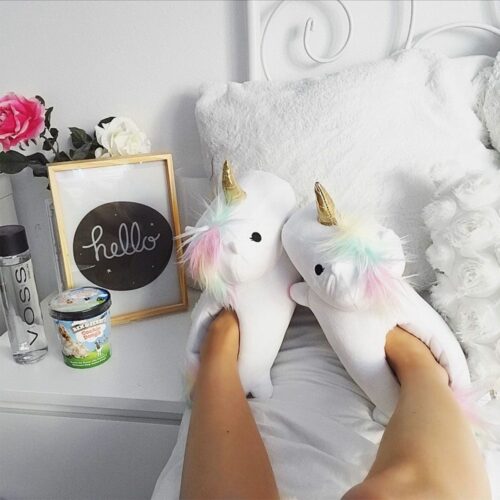 Leuchtende Einhorn Hausschuhe